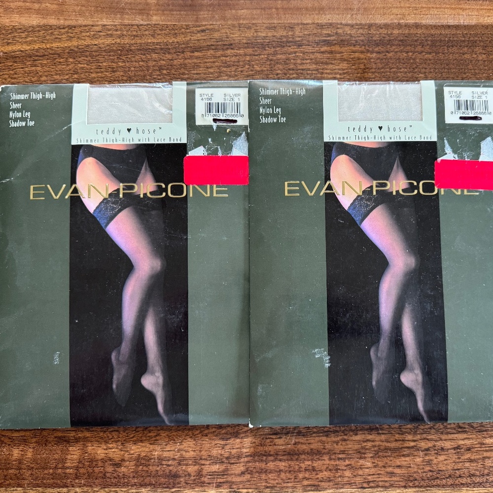 1 Lot of 2 Pairs, Evan Picone Shimmer Thigh-Highs, Size 1